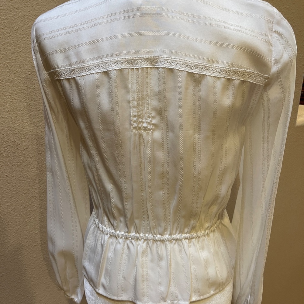 Veronica Beard Ivory Silk Peplum Drawstring Blouse NWOT! Size 2 - Picture 11 of 16